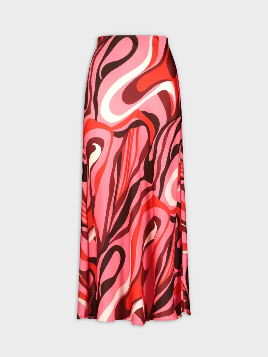 "HAILEY Women's Pink Swirl Satin Slip Skirt - Elegant & Comfortable"