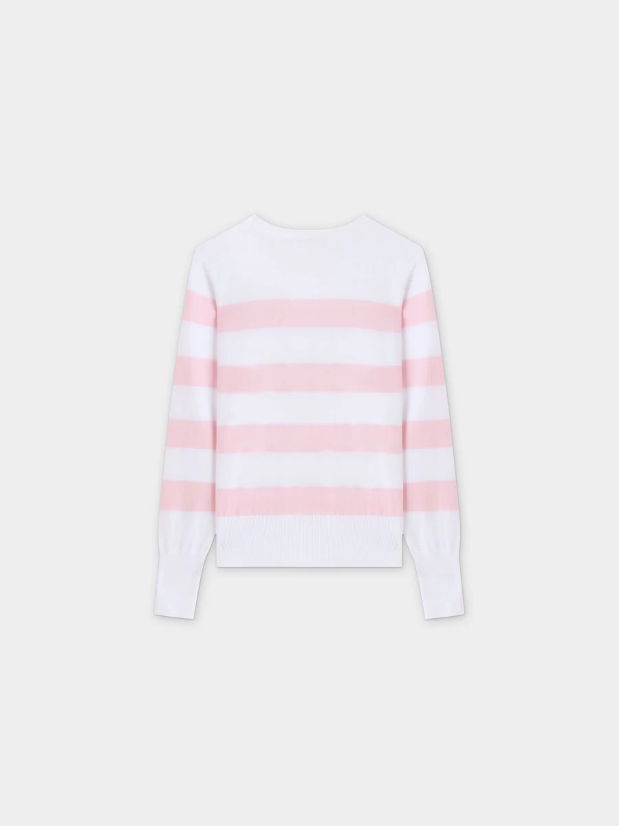 VAARA Women's Light Pink Striped Cotton Sweater - Soft Comfort Fit Knit Top