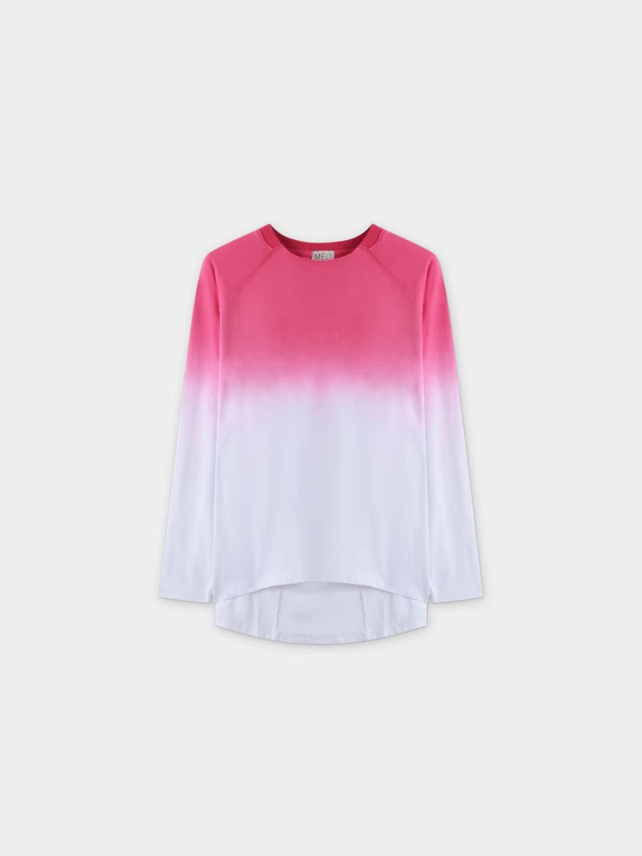 MELI Women's Pink Ombre Pleated Back T-Shirt - Soft Stretch Casual Tee