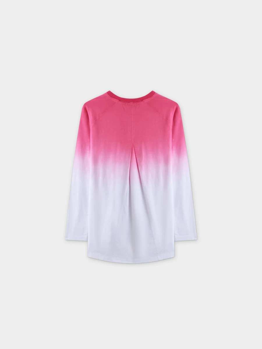 MELI Women's Pink Ombre Pleated Back T-Shirt - Soft Stretch Casual Tee