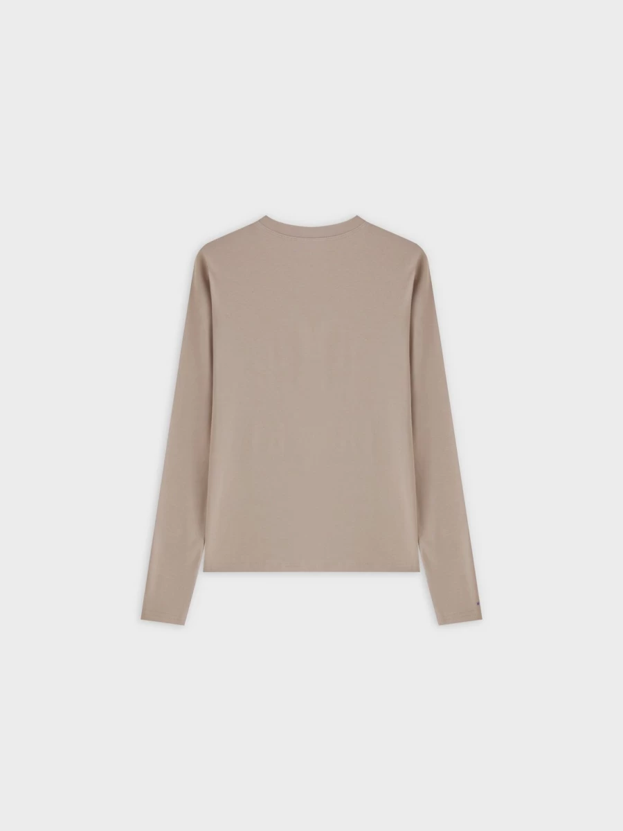 MELI Women's Classic Long Sleeve T-Shirt in Tan - Comfortable Casual Tee