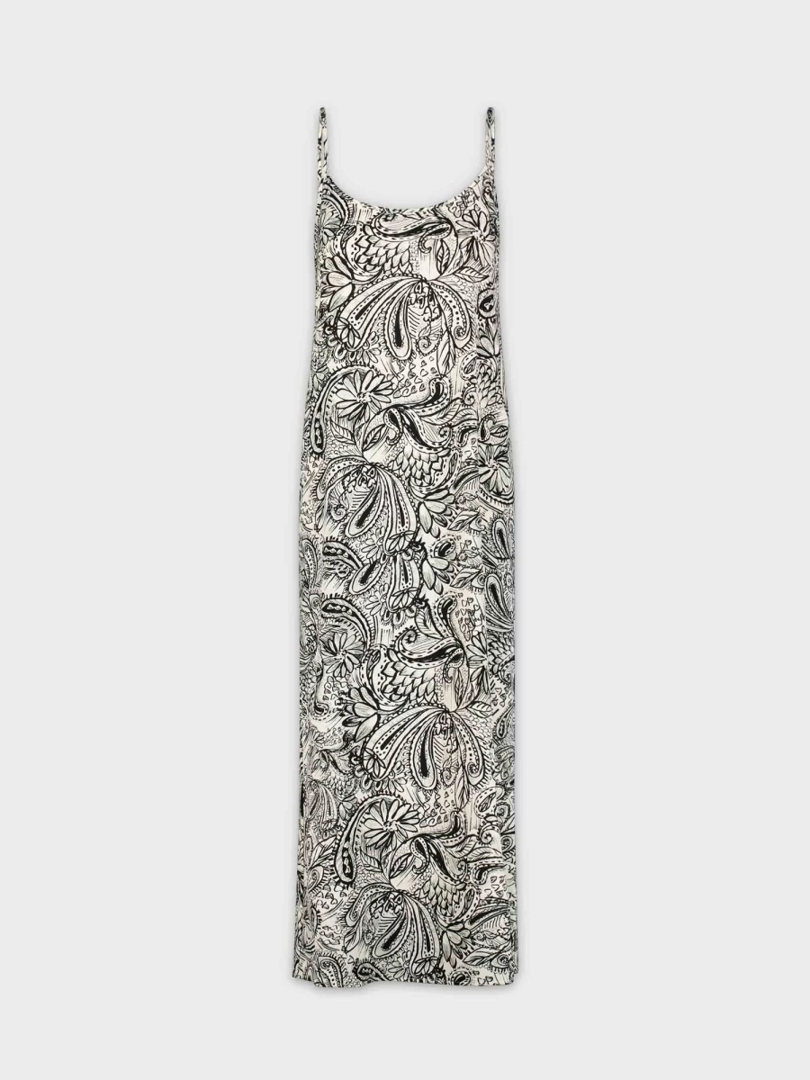 HAILEY Women's Floral Print Crew Neck Slip Dress - Sketch Design Summer Dress