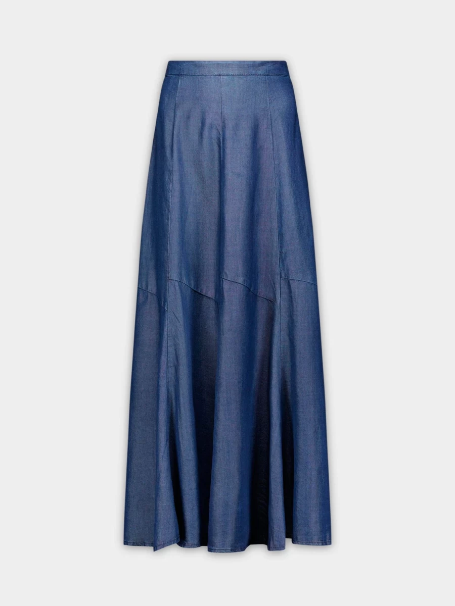 MELI Women's Light Blue Denim Trumpet Skirt - High Waisted Flared Jeans Skirt