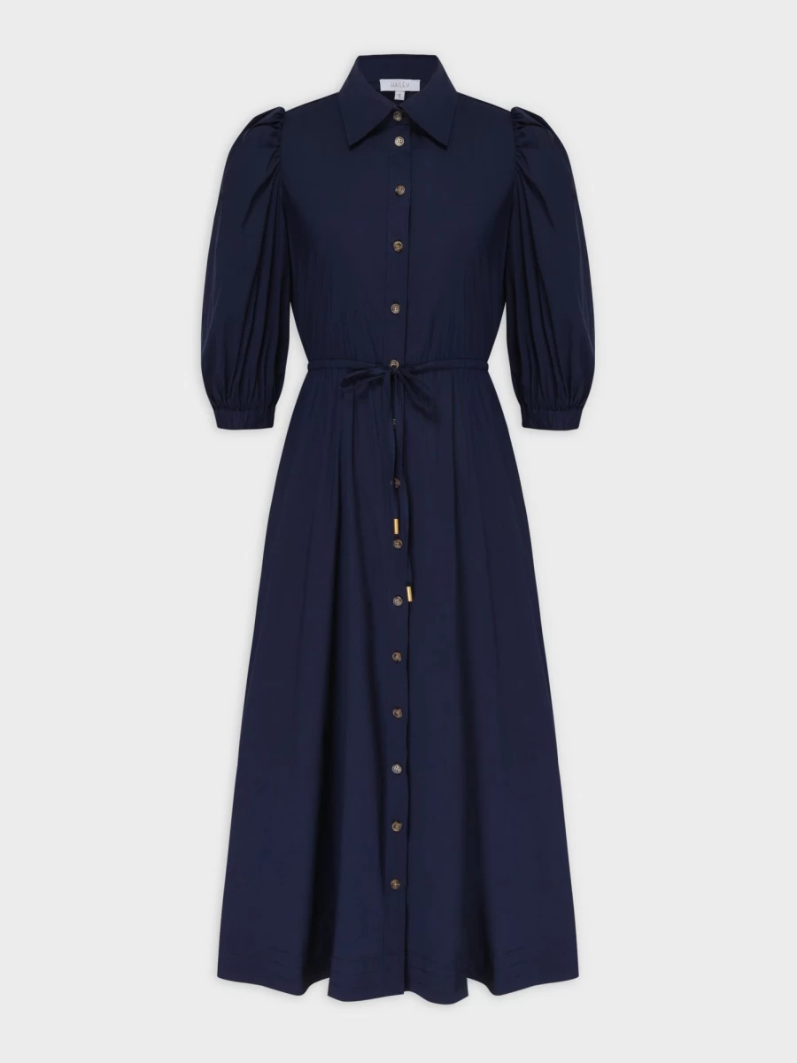 Hailey Women's Navy Polo Puff Sleeve Dress - Casual Chic Style