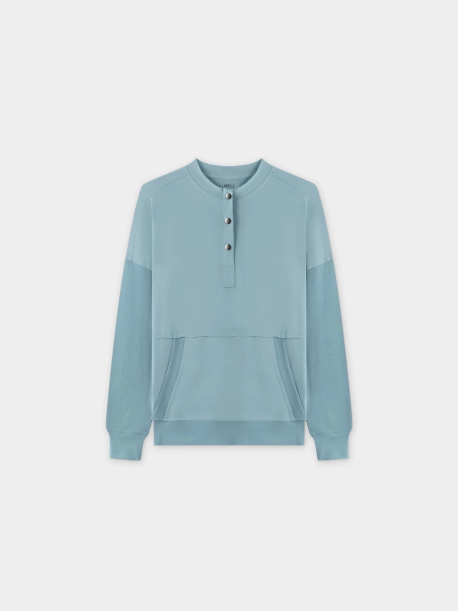 MELI Women's Aqua Pocket T-Shirt - Soft Casual Short Sleeve Top