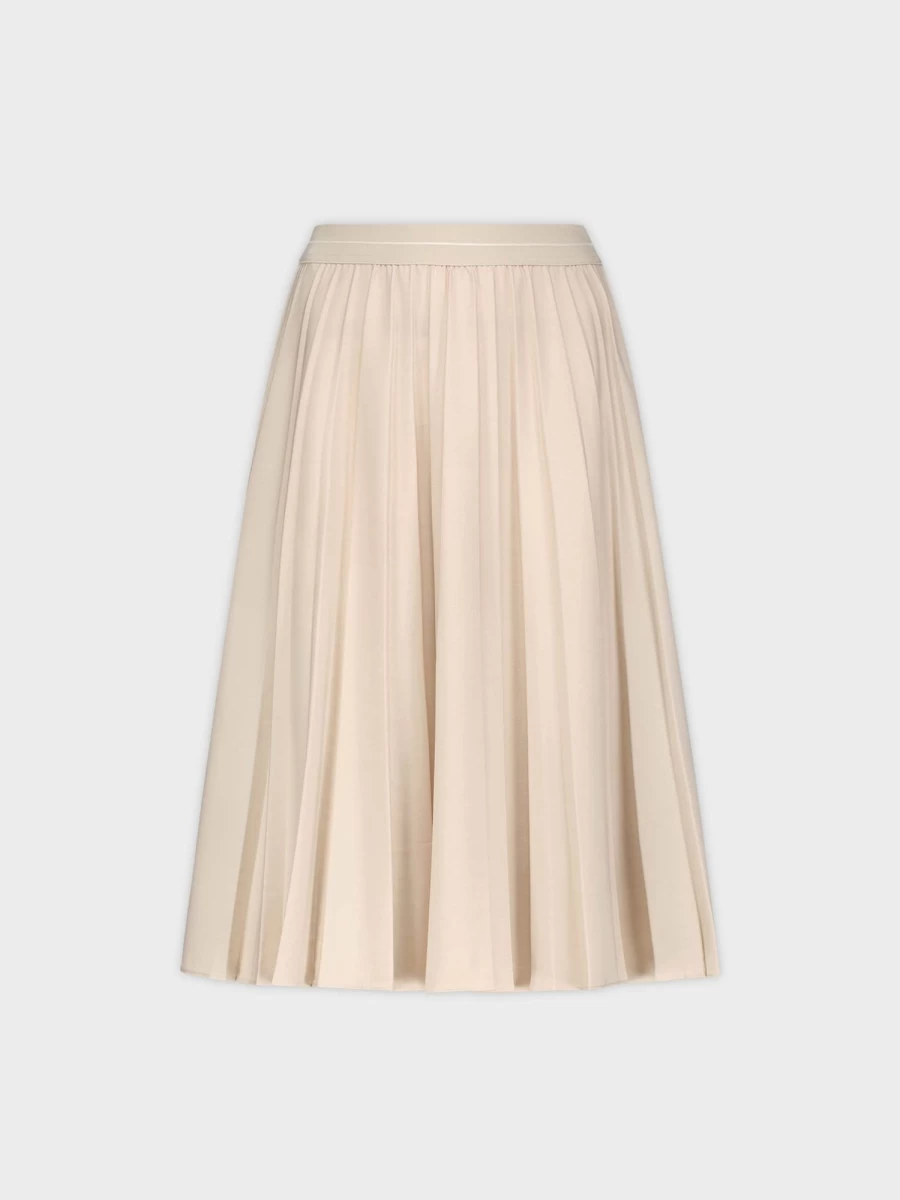 MELI Women's Light Tan Pleated Midi Skirt 26" - Classic A-Line Waist Skirt for Women