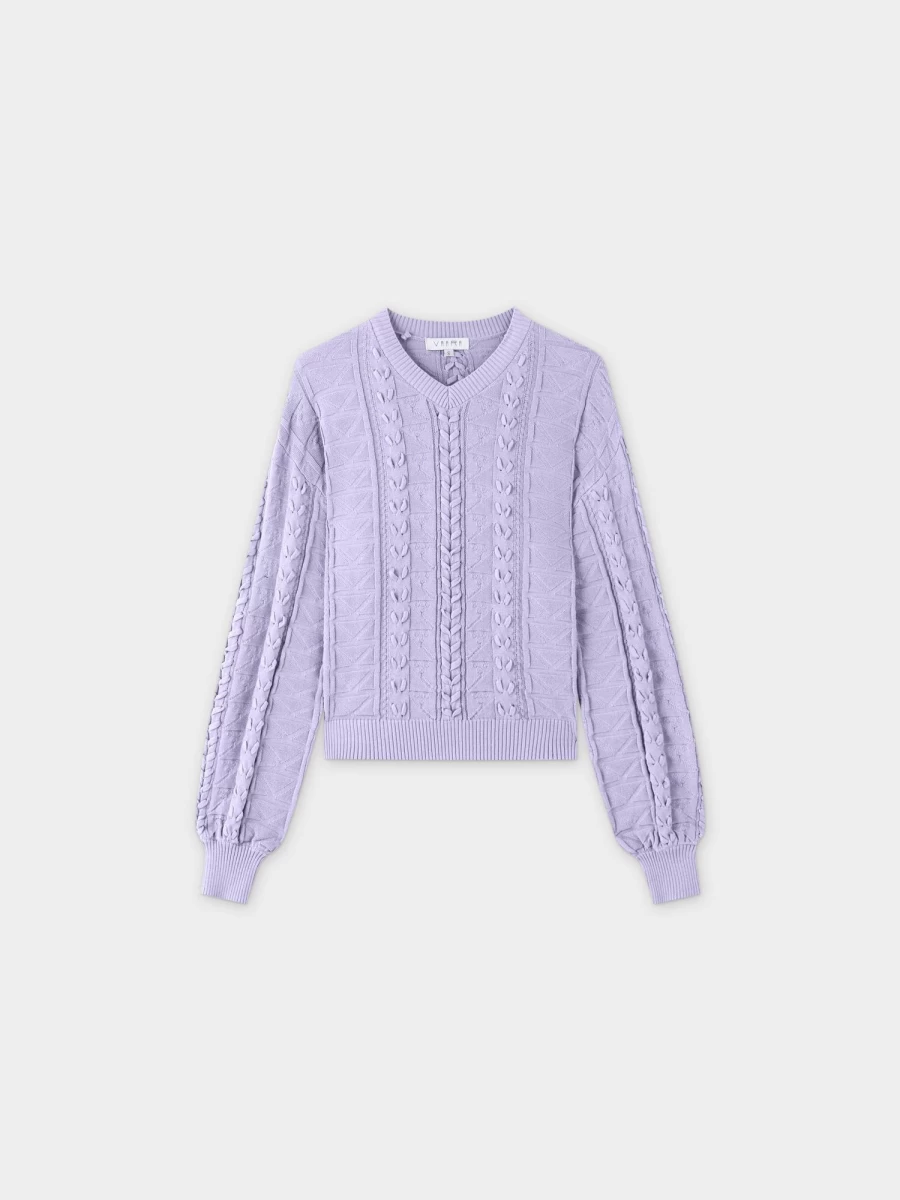 VAARA Women's Lavender Cross Stitch Knit Sweater