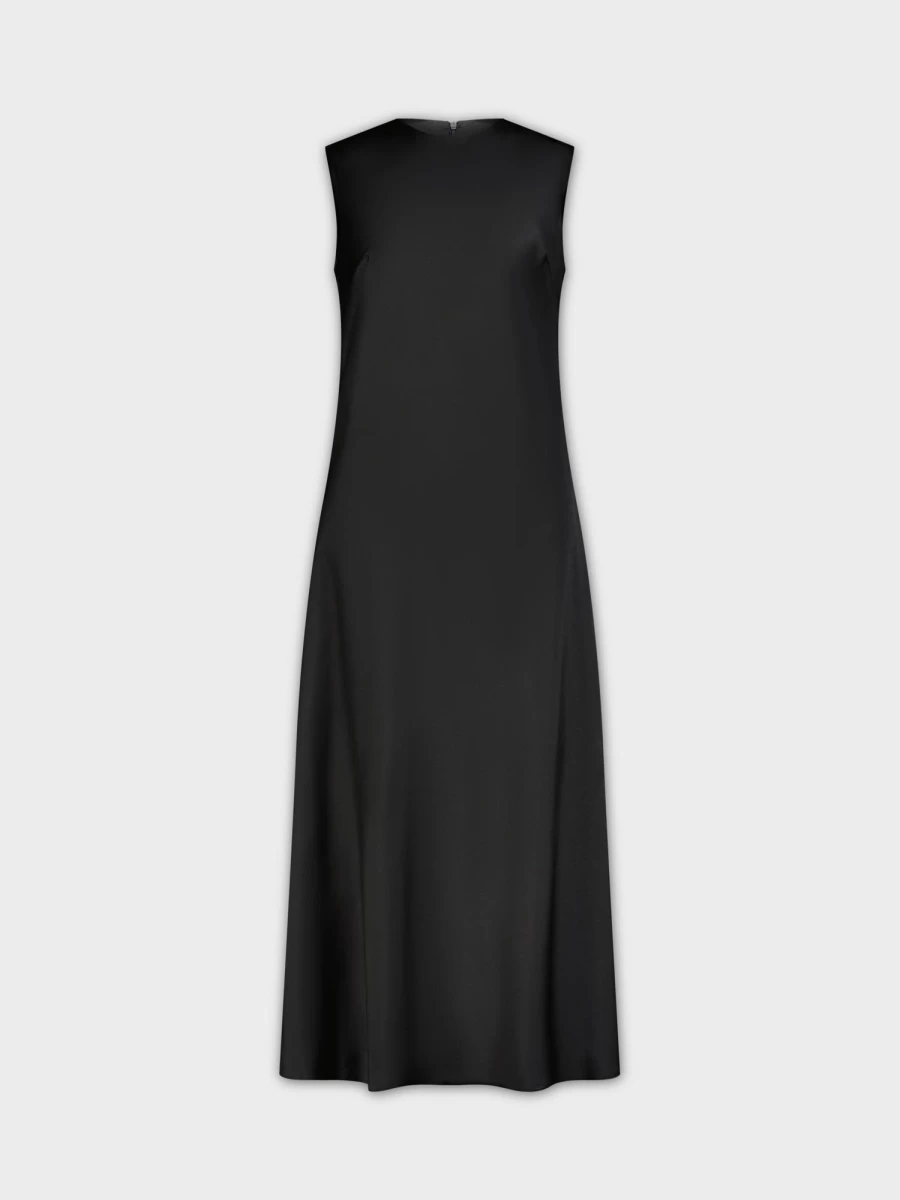 POSE Women's Black Satin Slip Dress - Elegant Nightgown & Lingerie