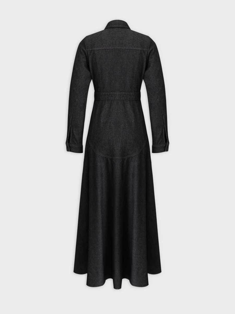 Hailey Women's Black Drop Waist Denim Dress - Stylish Casual Vintage Jean Dress