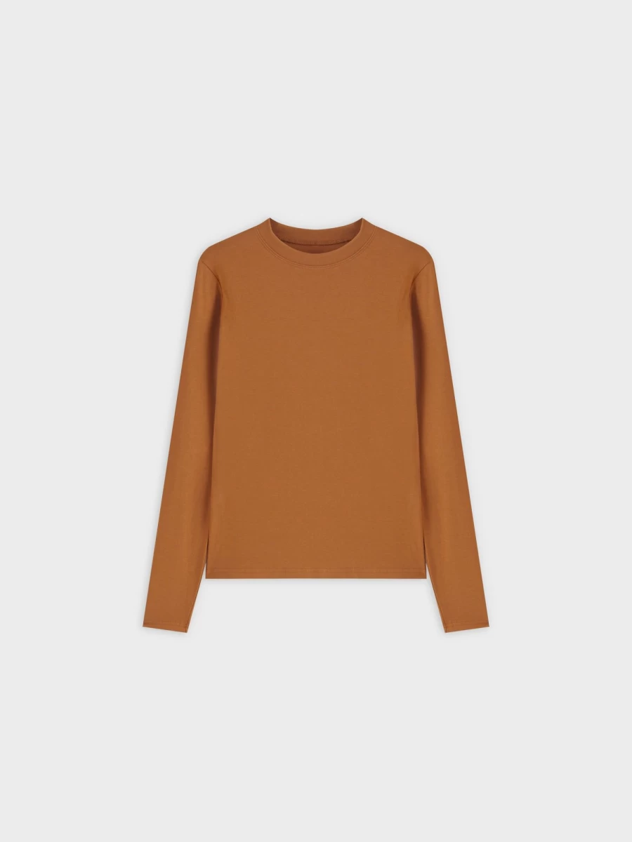 MELI Women's Classic Long Sleeve T-Shirt - Brown Basic Casual Tee
