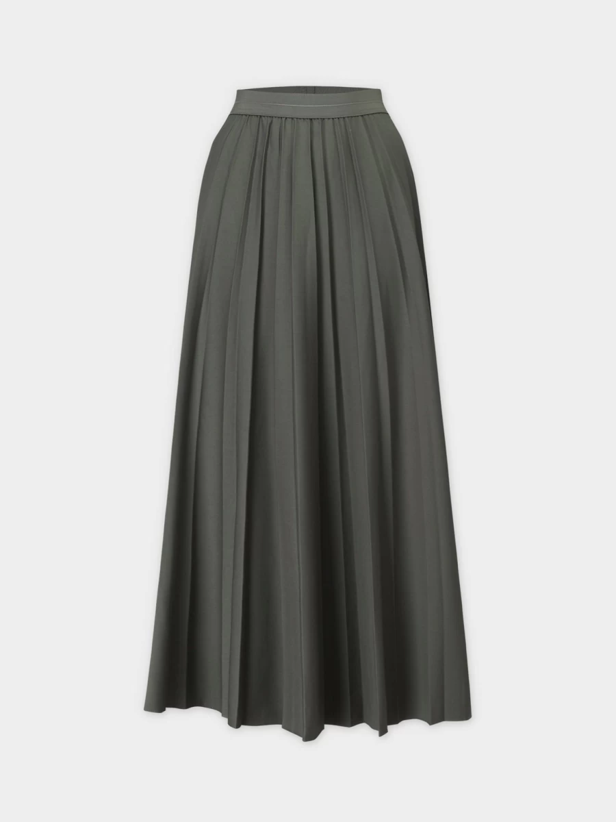 MELI Women's High-Waisted Pleated Skirt 37" in Clay Color - Elegant A-Line Midi Skirt
