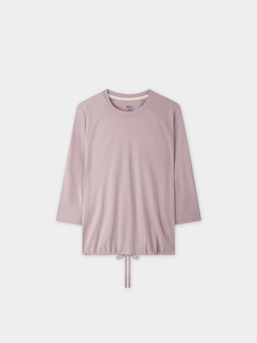 MELI Women's Lavender Drawstring T-Shirt - Soft Cotton Casual Tee