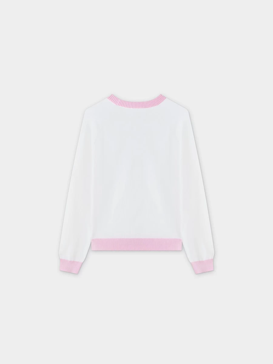 VAARA Women's Side Print Sweater - White & Pink Casual Knit Top