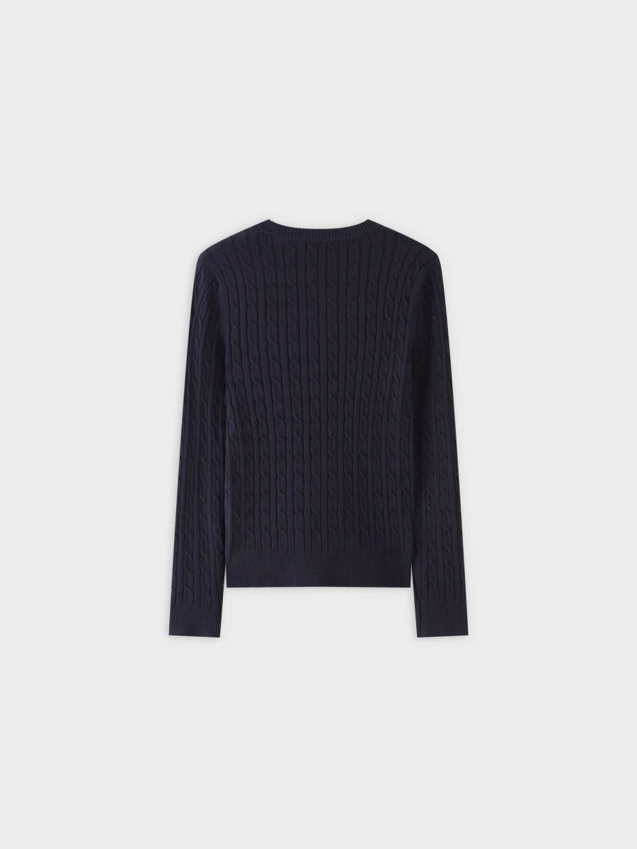 MELI Women's Navy Knit Cable Sweater - Cozy Chunky Cable Knit Pullover