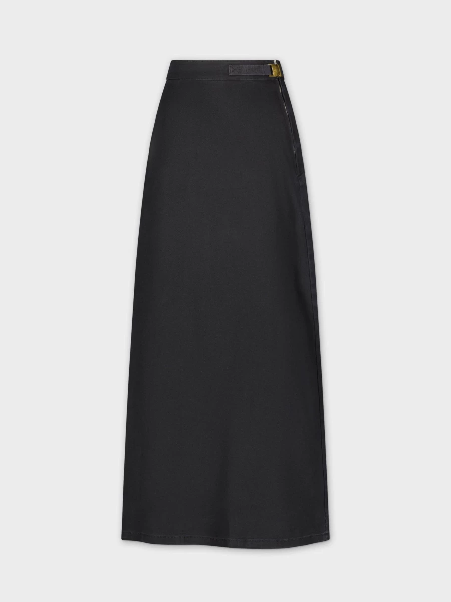 MELI Women's Black Aline Denim Skirt - High Waist Stretch Comfort Fit