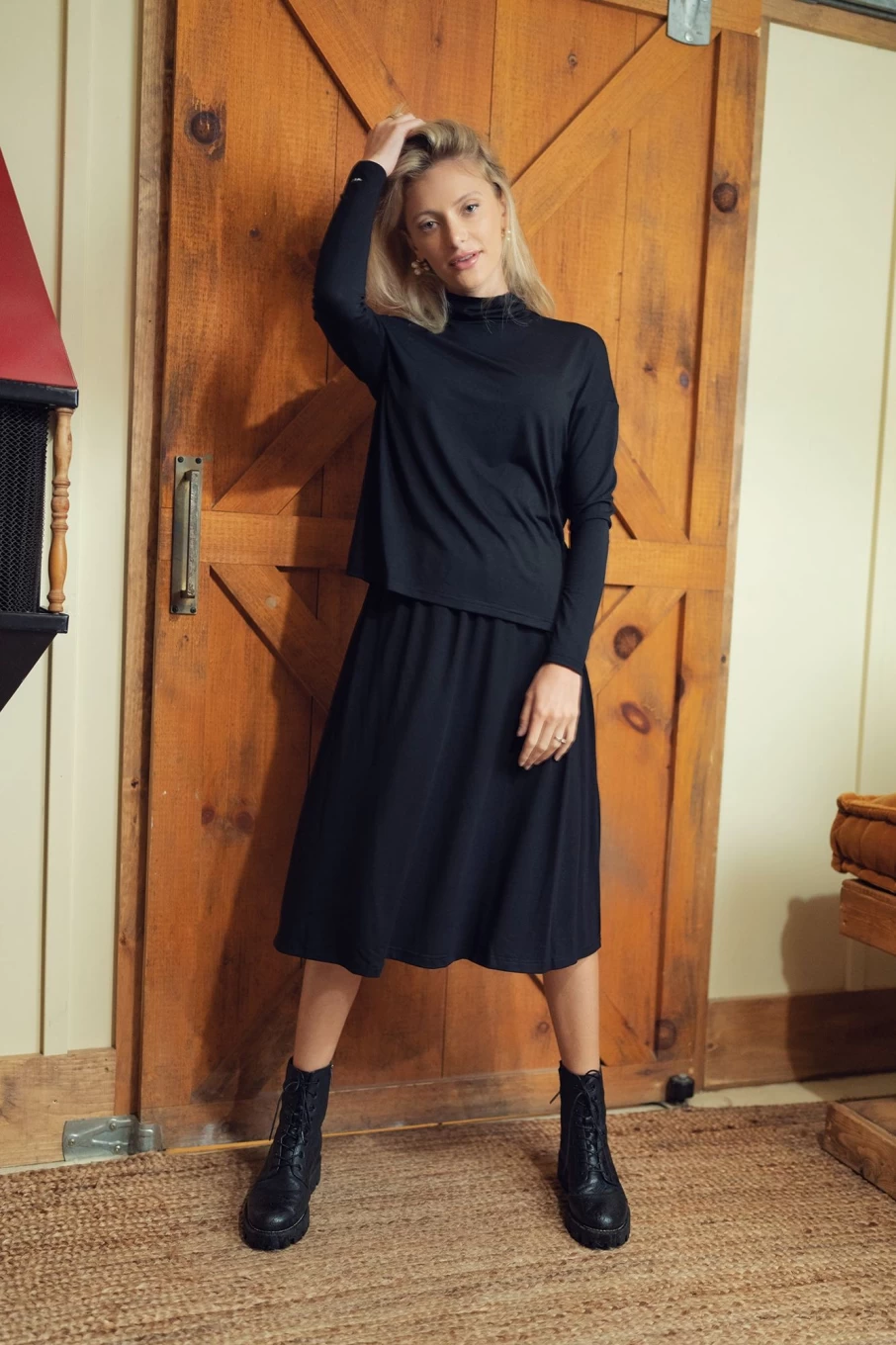 MELI Women's Black Circle Skirt 26" - Flowy A-Line Swing Skirt for Women