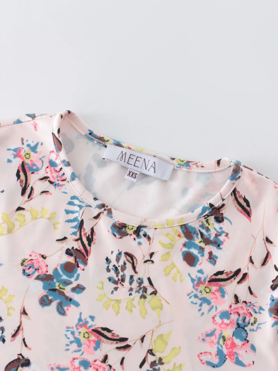 MEENA Women's Floral Print Mix Tee - Stylish Floral T-Shirt for Women
