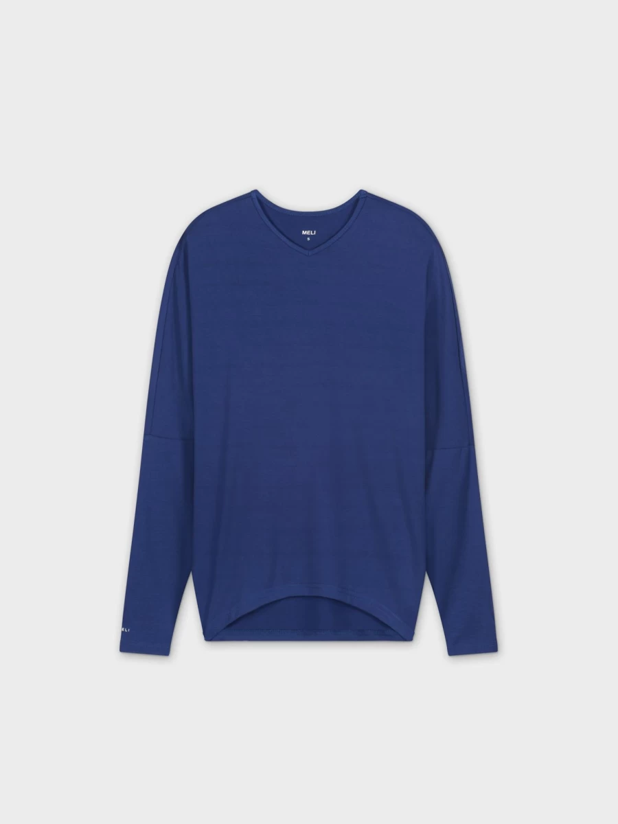 MELI Women's Navy Blue Dolman Sleeve Flat Knit Top