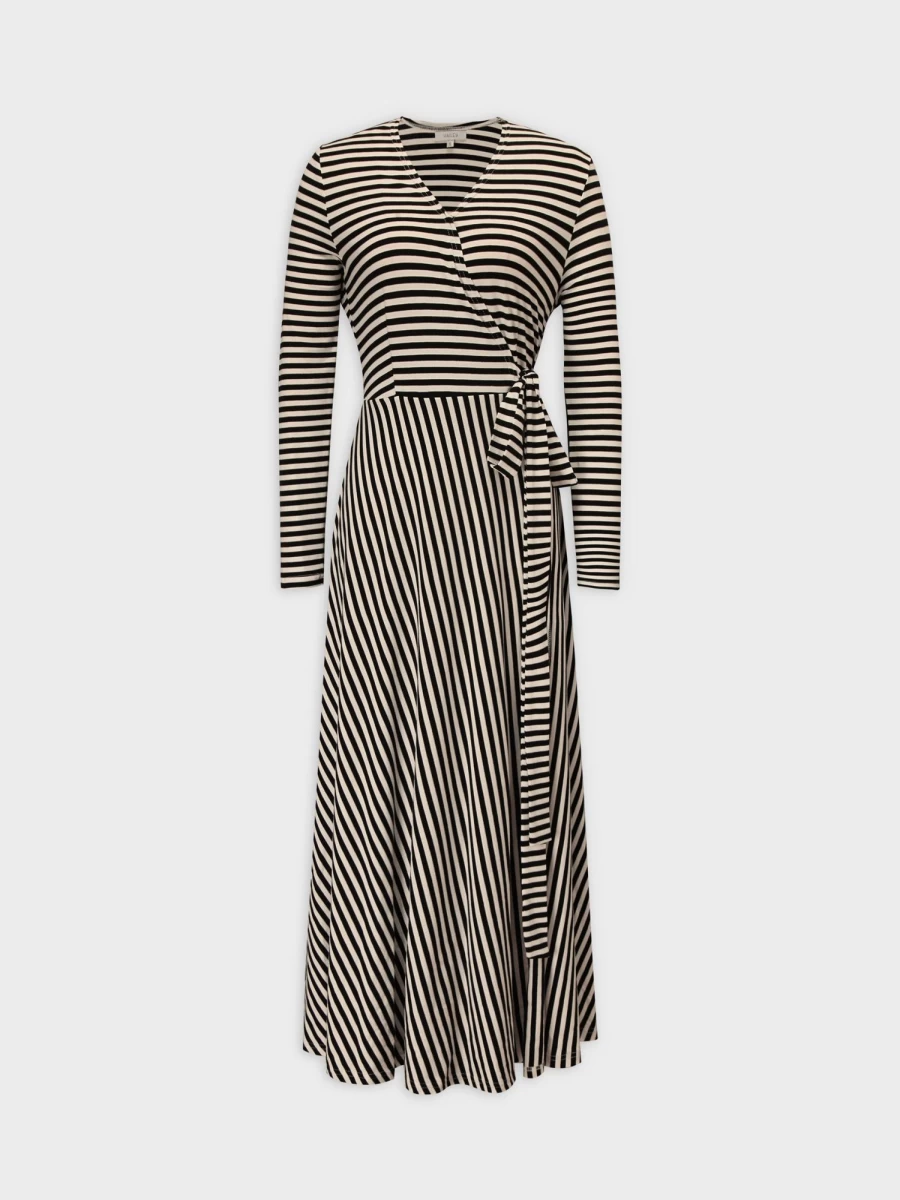 "Hailey Women's Tan & Black Wrap Dress T-Shirt Style"
