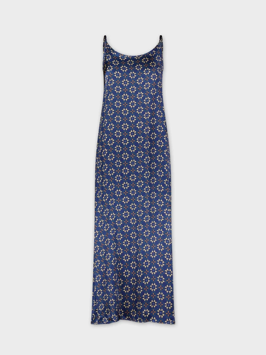 HAILEY Women's Blue Triangle Crew Neck Slip Dress - Elegant Casual Wear