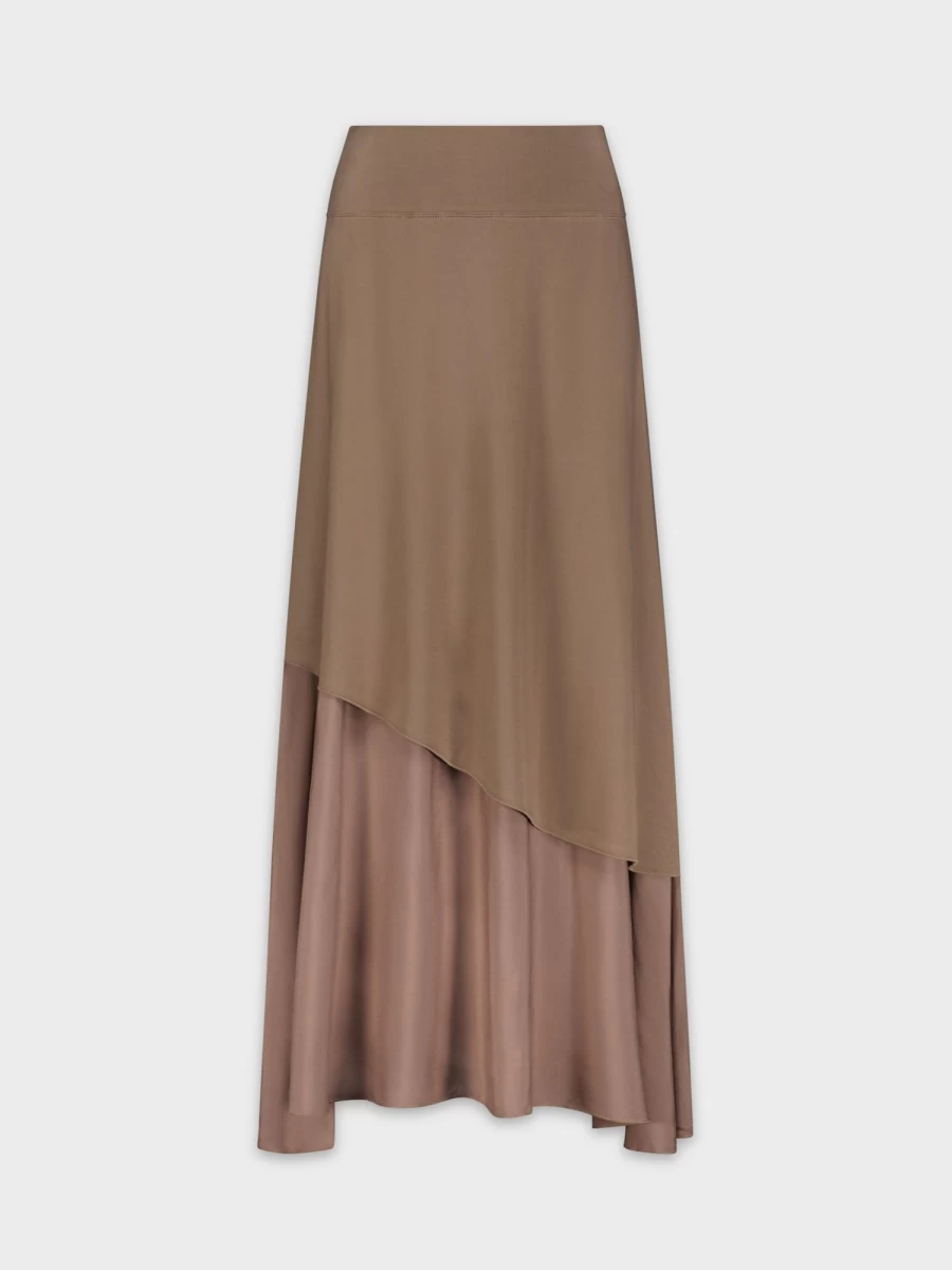 MELI Women's Brown Double Layer Skirt - Stylish & Comfortable Mid-Length Skirt