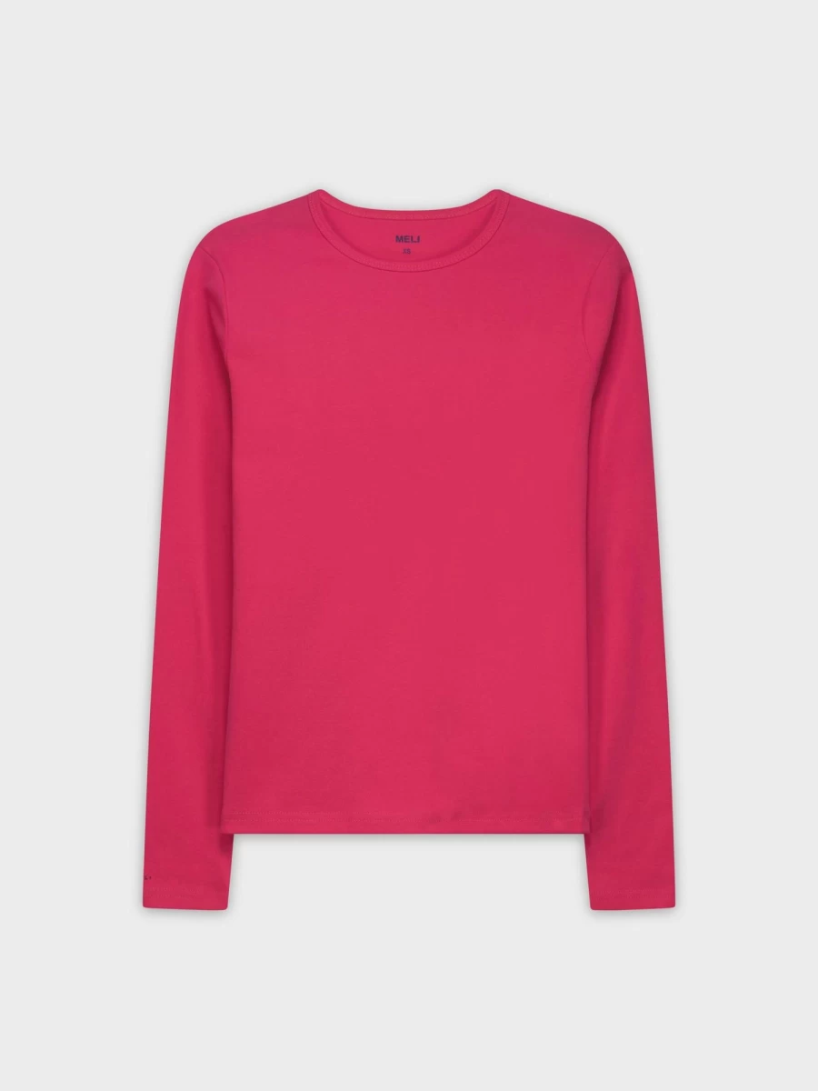 MELI Women's Classic Long Sleeve T-Shirt in Hot Pink - Comfort Fit Casual Top