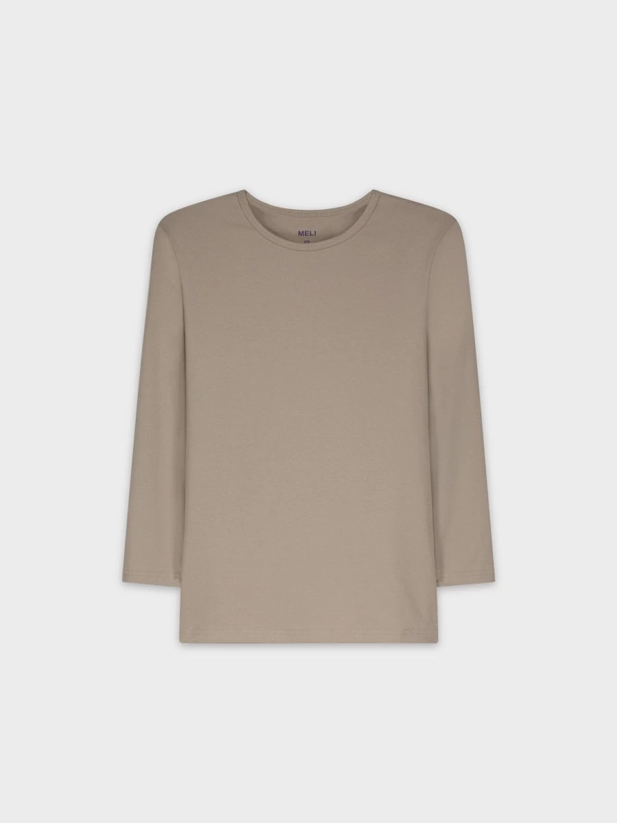 MELI Women's Classic Tee 3Q-Light Taupe - Soft Casual Short Sleeve T-Shirt