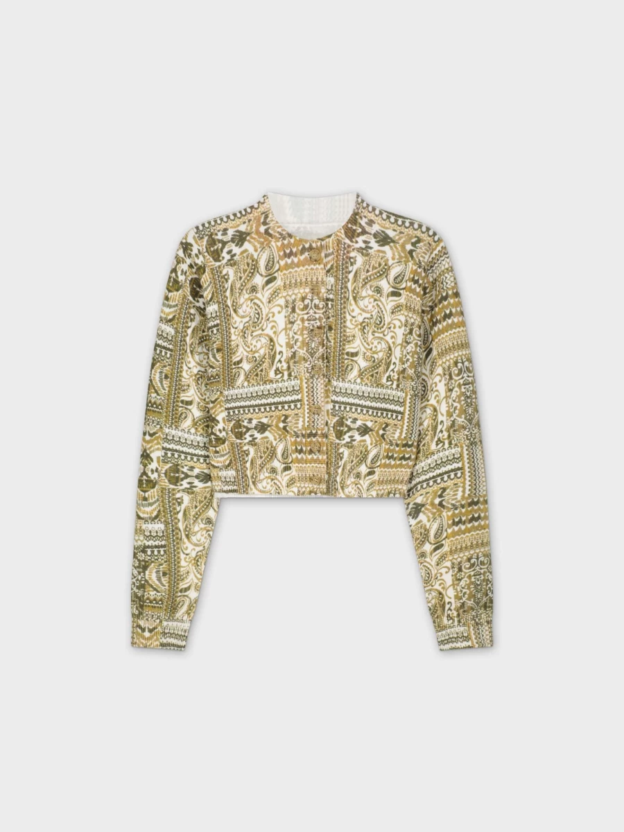 "HAILEY Women's Gold Aztec Printed Cardigan Short Sleeve Knit Sweater"
