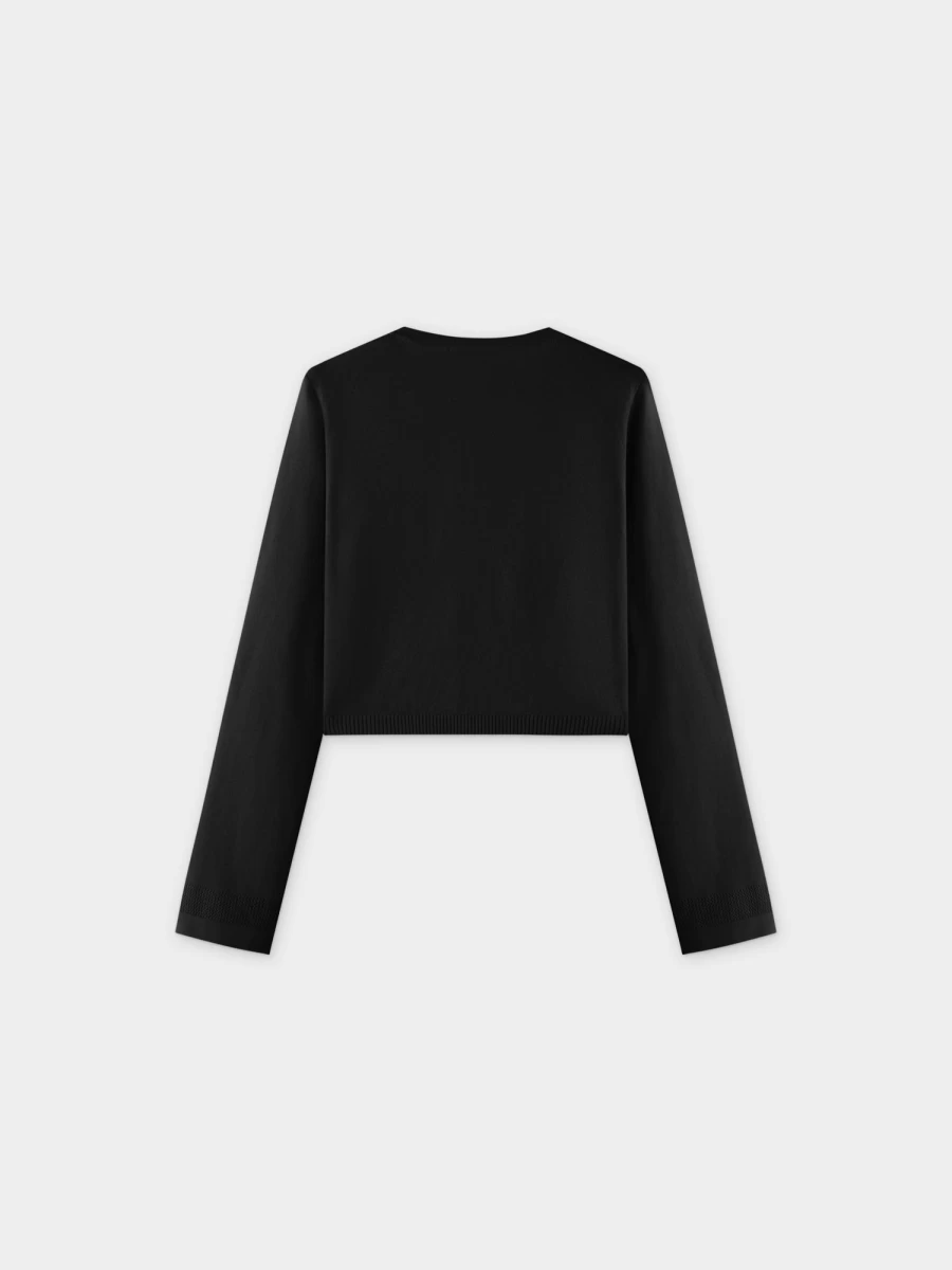 Pose Women's Black Flat Ribbed Trim Shrug - Stylish Knit Cardigan Cover-Up