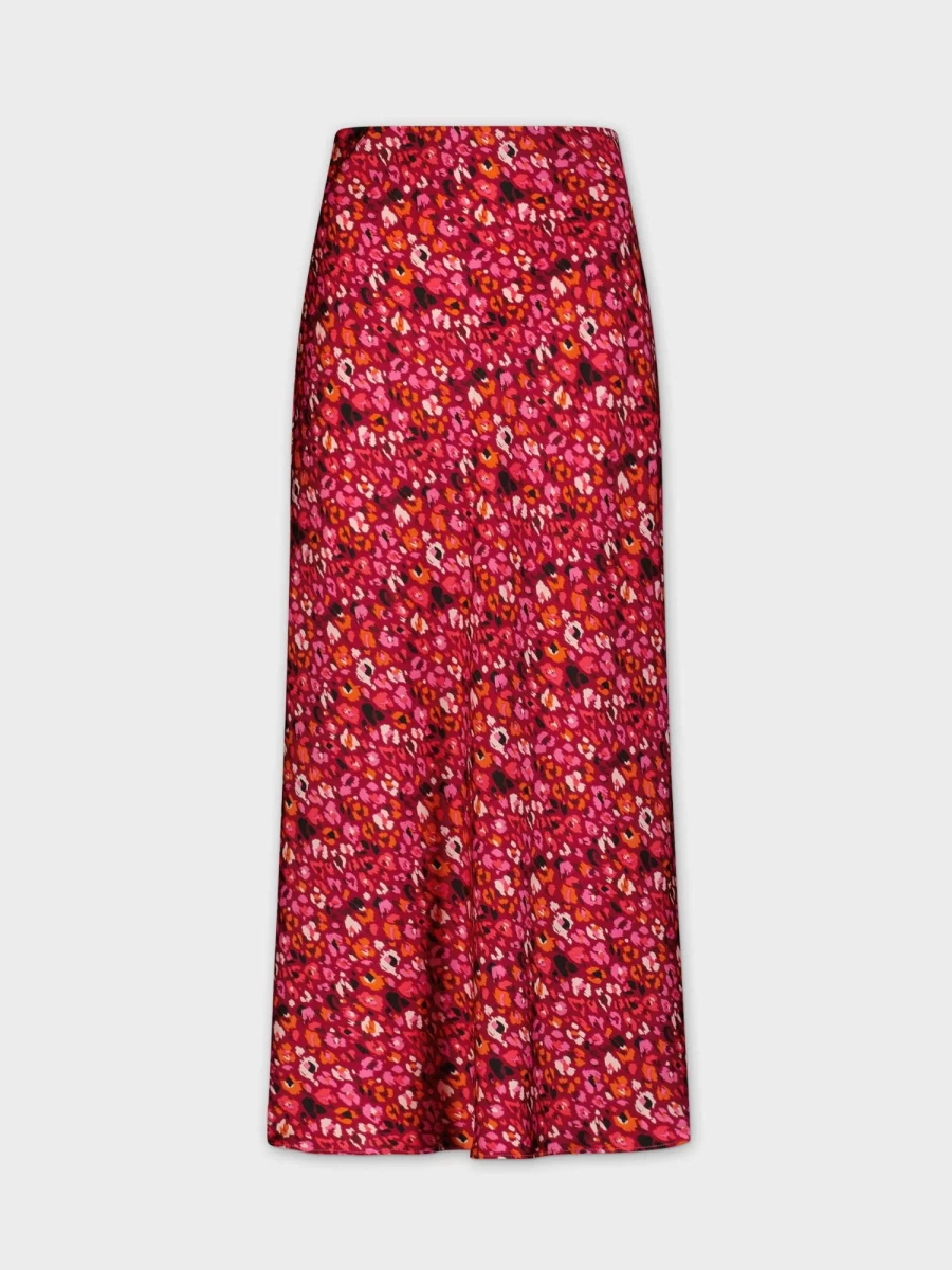 "HAILEY Women's Pink Leopard Print Satin Slip Skirt - Elegant Lounge Skirt"
