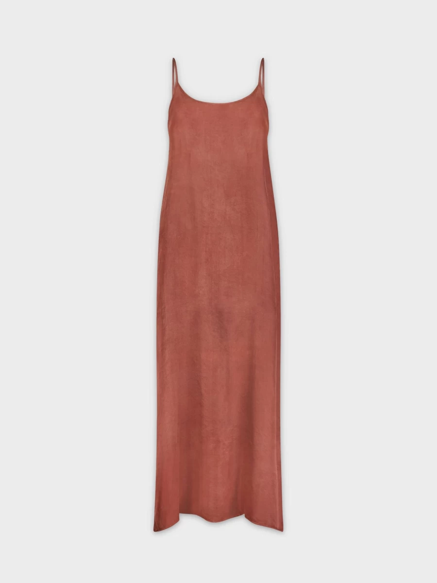 HAILEY Women's Burgundy Crew Neck Slip Dress - Elegant Sleeveless Midi Dress