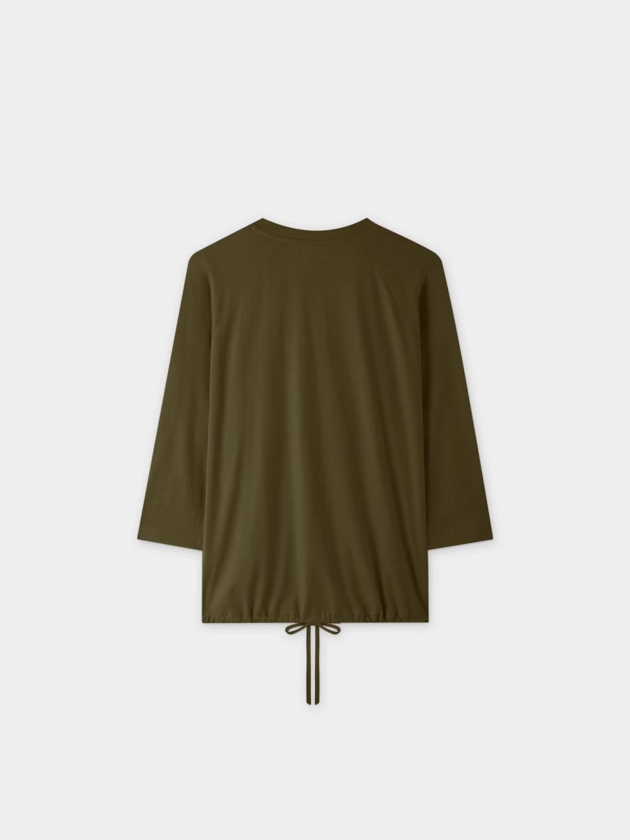 MELI Women's Olive Green Drawstring T-Shirt Casual Comfortable Tee