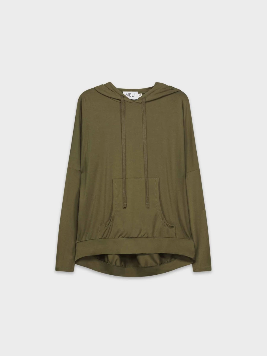 MELI Women's Olive T-Shirt Hoodie - Soft Casual Pullover for Everyday Wear