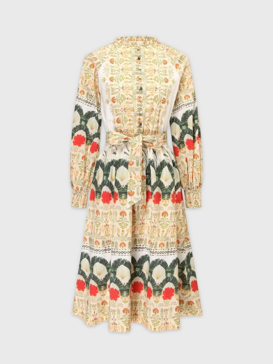 "TTS Women's Ruffle Neck Floral Dress - Eastern Inspired Elegance"