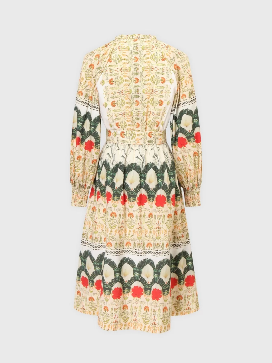 "TTS Women's Ruffle Neck Floral Dress - Eastern Inspired Elegance"