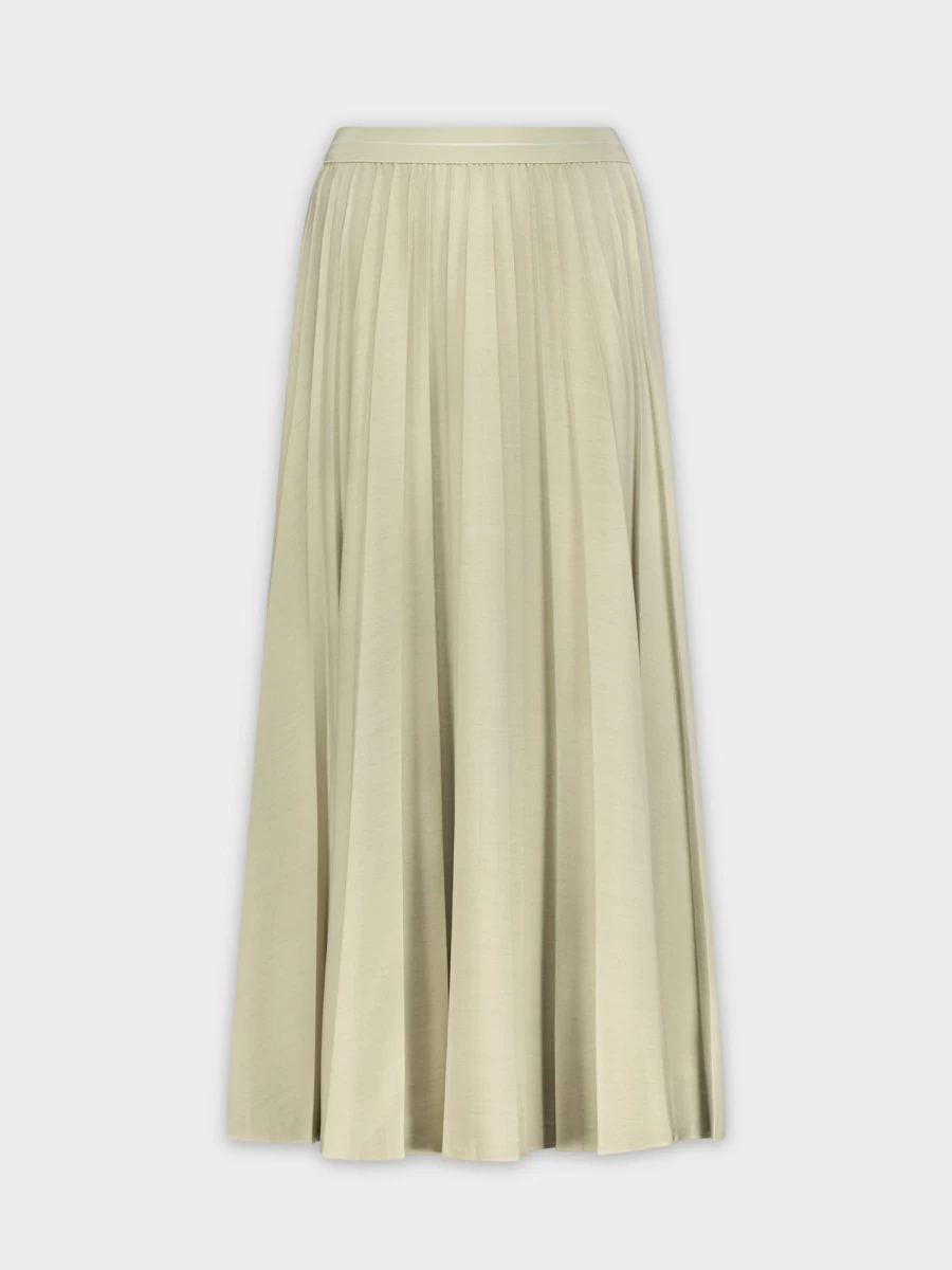 MELI Women's Celery Green Pleated Skirt 37" - Elegant High Waist A-Line Skirt