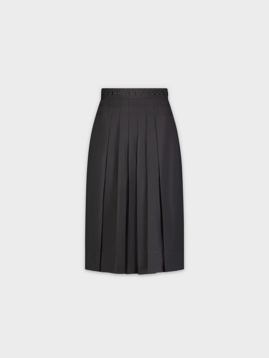 HAILEY Women's Black Front Pleat Skirt - Stylish & Comfortable A-Line Skirt for Casual Wear
