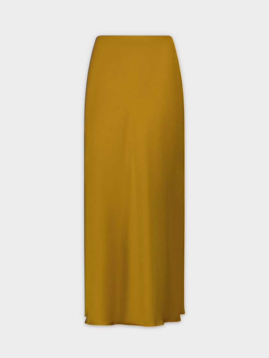 HAILEY Women's Caramel Satin Slip Skirt - Elegant Midi Length Lounge Skirt