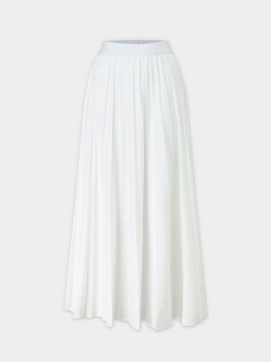 MELI Women's Pure White Pleated Skirt 37" - Elegant Mid-Length Flared Skirt for Women