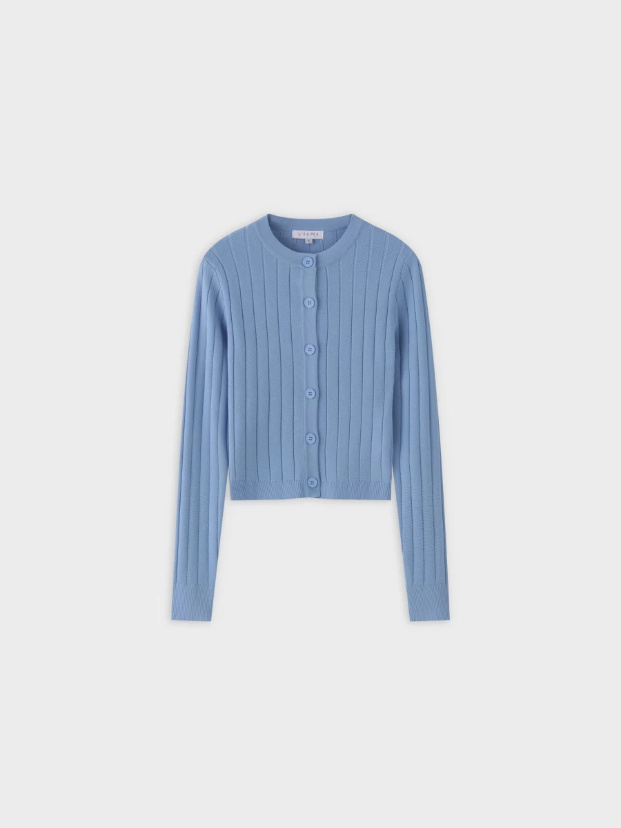 VAARA Women's Light Blue Silk Knit Cropped Cardigan - Elegant Summer Cover-Up