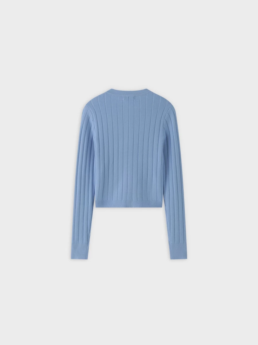VAARA Women's Light Blue Silk Knit Cropped Cardigan - Elegant Summer Cover-Up