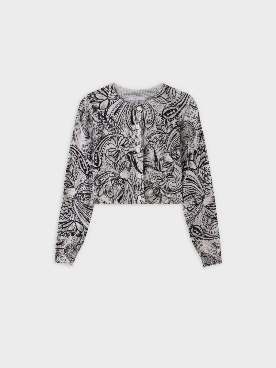 "Hailey Women's Printed Cardigan - Floral Sketch Design Cozy Knit Sweater"