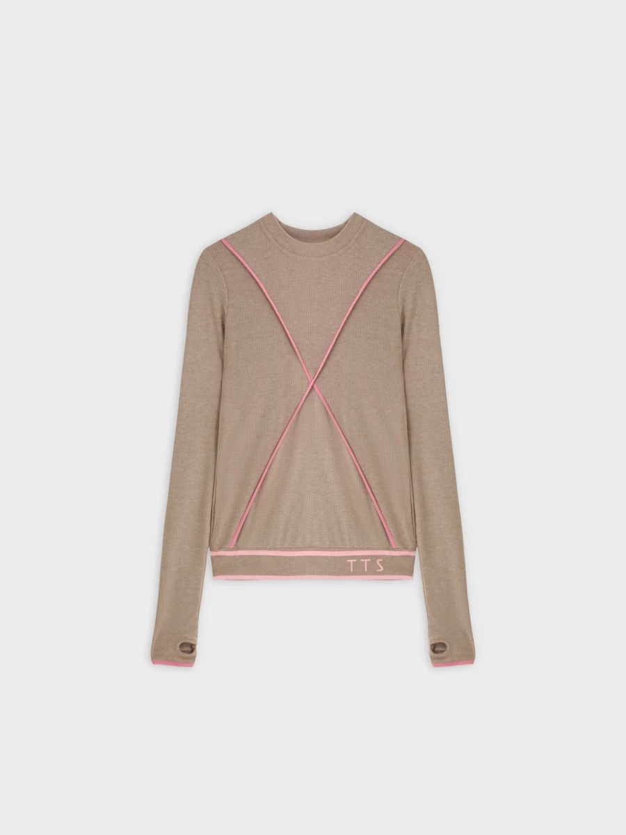 TTS Women's X Banded Shirt in Tan & Rose - Stylish Casual Top