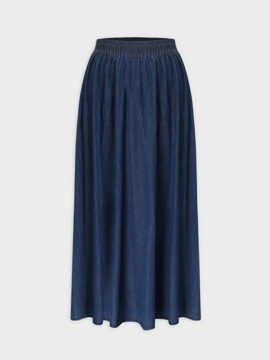 VAARA Women's Blue Denim Skirt with Gathered Waist - Stylish & Comfortable