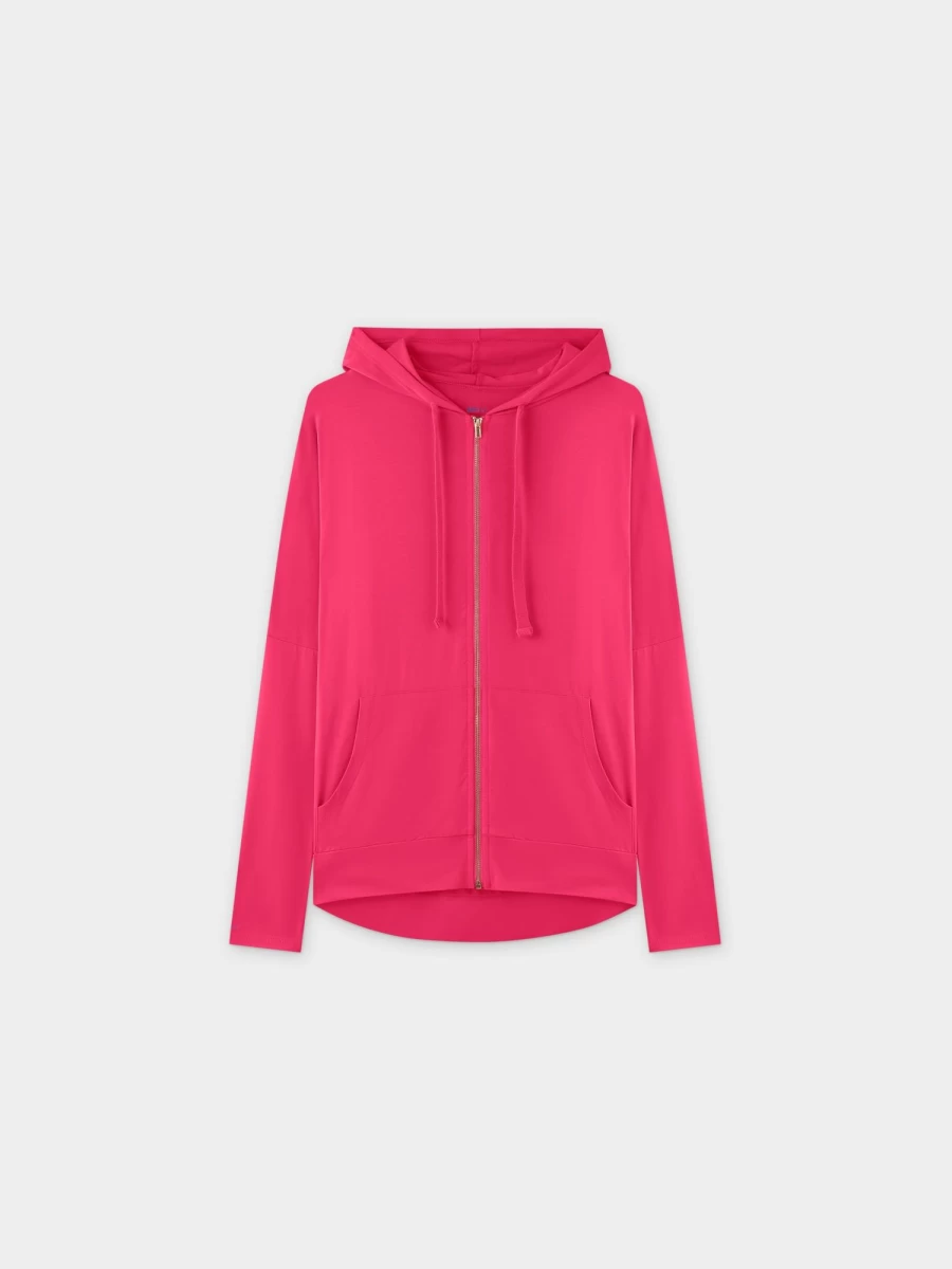 MELI Women's Bold Pink Zip Up Hoodie - Stylish Casual Fleece Jacket