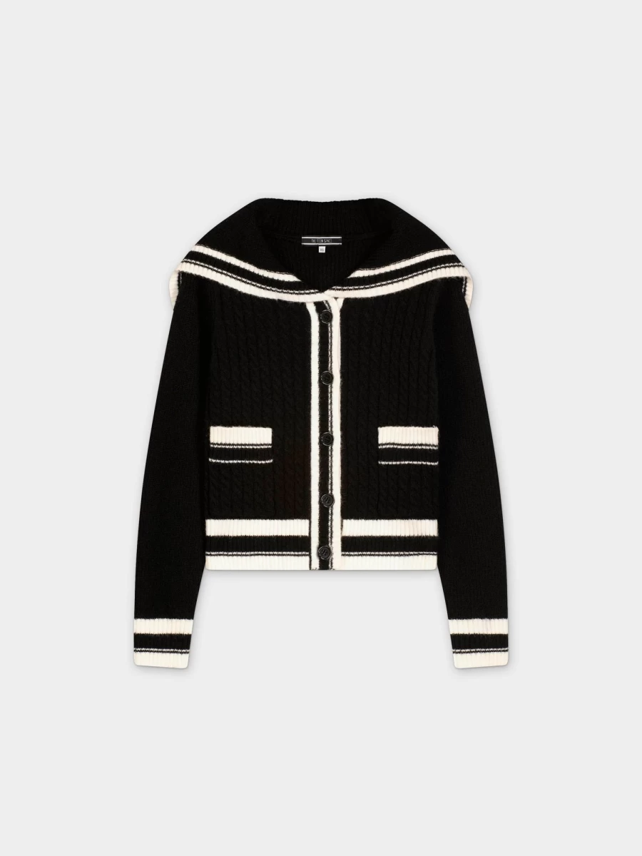 TTS Women's Black Sailor Back Sweater - Stylish Crewneck Pullover