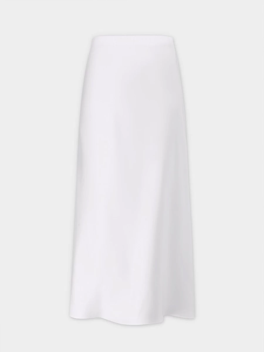 "HAILEY Women's White Satin Slip Skirt - Elegant Midi Skirt for Women"