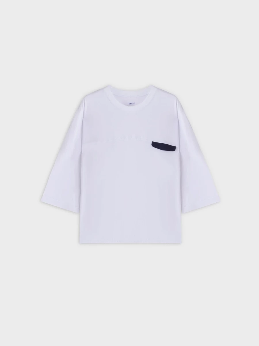 MELI Women's Pocket T-Shirt - Comfortable White and Navy Casual Tee for Everyday Wear
