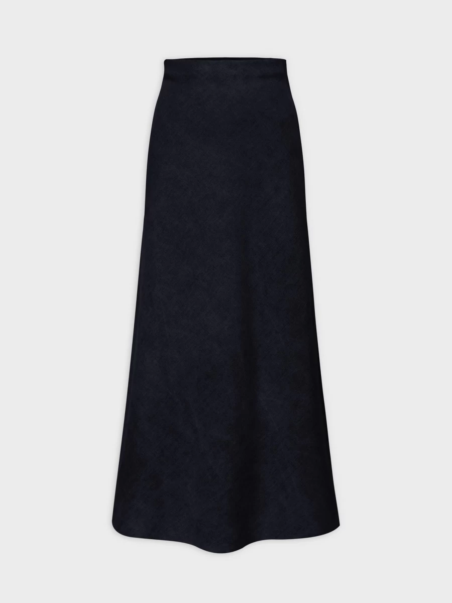 MELI Women's Classic Denim Skirt - Dark Blue Washed High Waist A-Line Jeans Skirt 37" Length