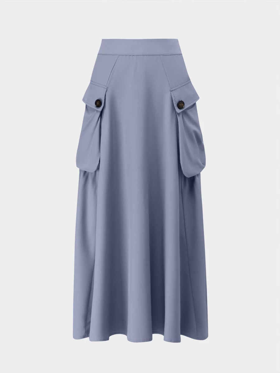 Hailey Women's Grey Button-Detail Cargo Pocket Skirt - Stylish Utility Design